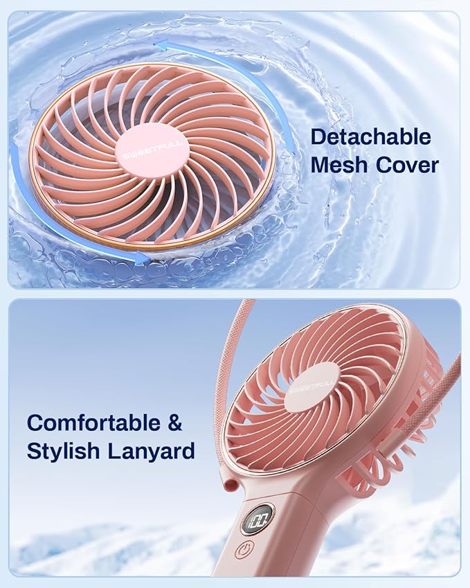 SWEETFULL Handheld Portable Fan, 5000mAh Rechargeable Battery, 6 Speed Wind - Image 8