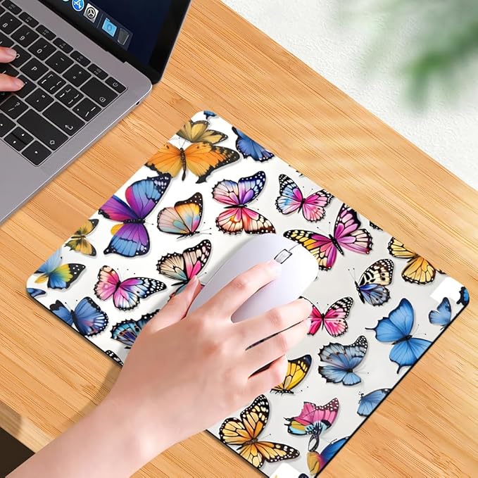 Rainbow Butterfl Square Mouse pad, Waterproof, Anti Slip Rubber Base, Computer - Image 7