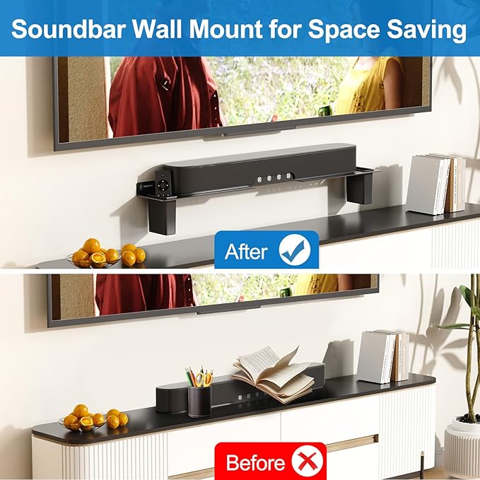 BYMECOST Heavy-Duty Steel Soundbar Mount Under TV - Image 6