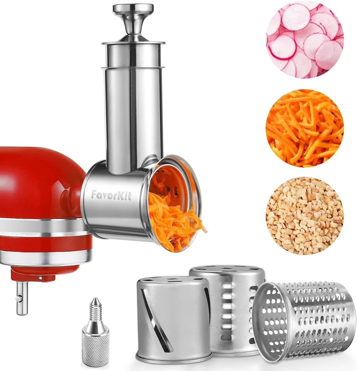 FavorKit Large Stainless Steel Slicer Shredder Attachment