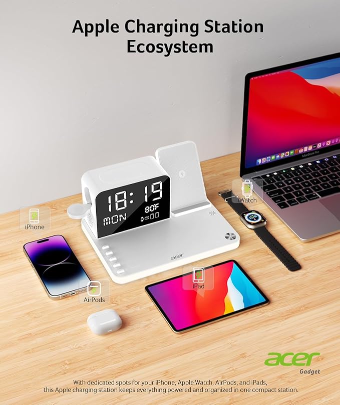 Acer 7-in-1 Wireless Charging Station - 30W Fast Wireless Charger - Image 3