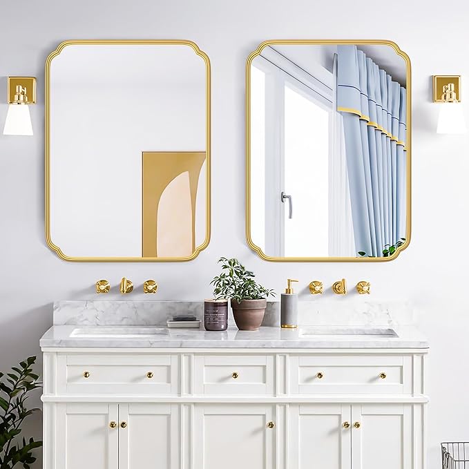 28"x36" Gold Bathroom Mirror - Image 2