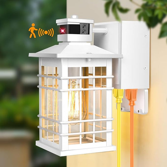Porch Light with GFCI Outlets Built-in, Motion Sensor Dusk to Dawn Outdoor by Kondras