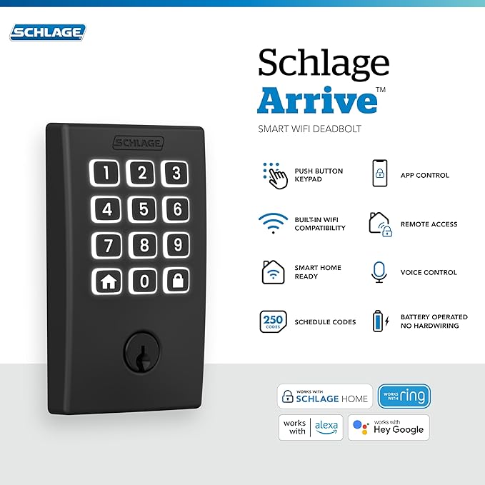 Schlage Arrive WiFi Deadbolt Smart Lock, Keyless Entry Door Lock - Image 2