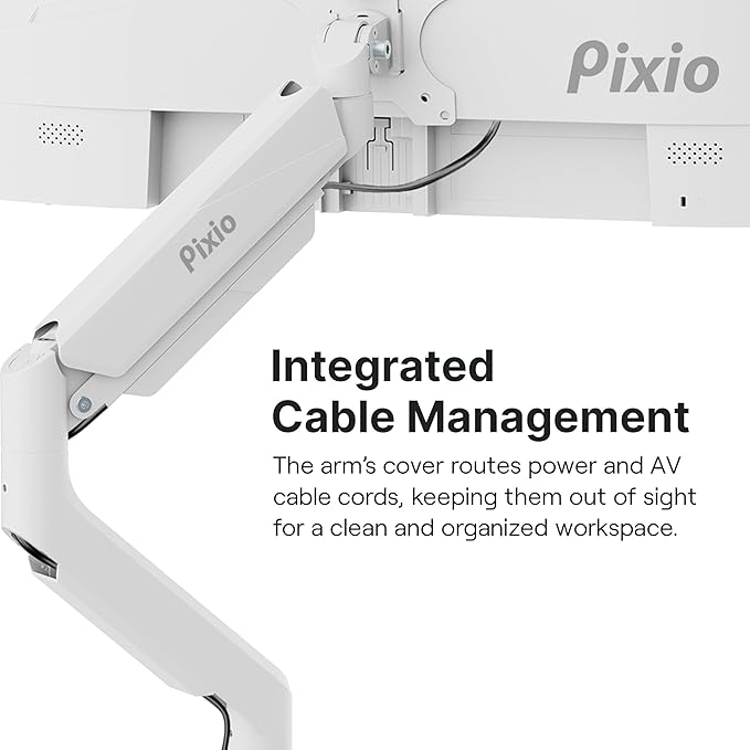 Pixio PS2D White Ultrawide Heavy-Duty Premium Dual Monitor Arm Stand Desk Mount - Image 5
