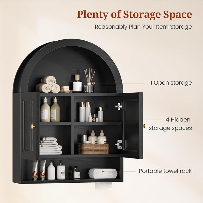 Arched Bathroom Wall Cabinet, 27.4 x 36.4'' Over The Toilet Cabinet - Image 3