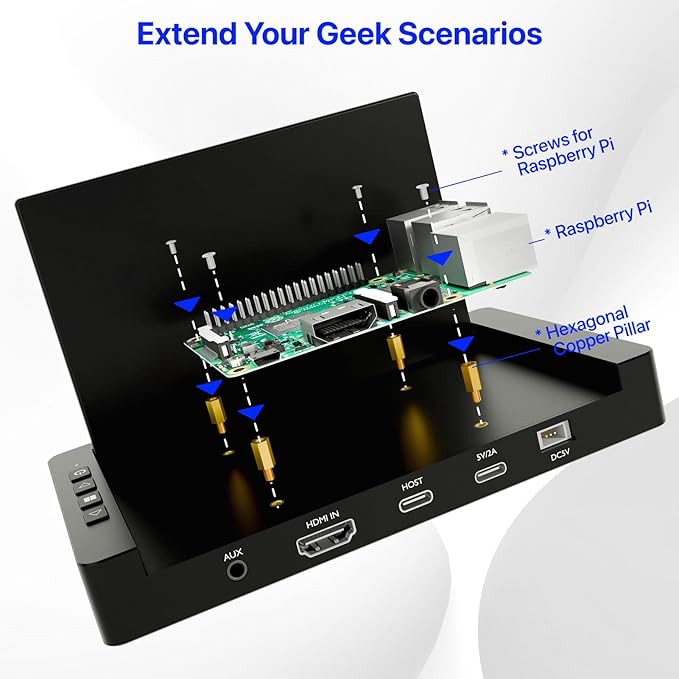 5-Inch Mini Monitor with USB HUB & Raspberry Pi Mount Holes, Type-C One-Cable - Image 6