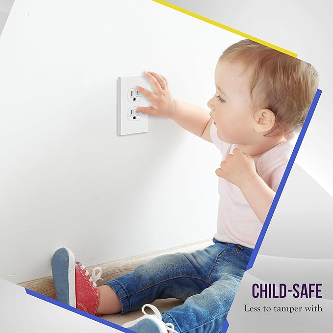 ENERLITES Screwless Duplex Wall Plate, Child Safe Receptacle Outlet Cover - Image 6