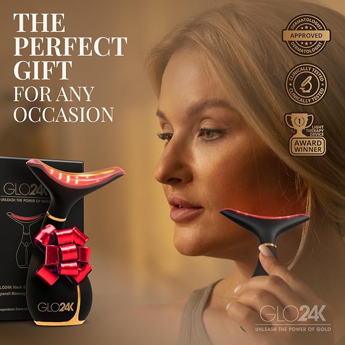 GLO24K Red Light Beauty Device for Face & Neck – 2-Pack, 3-in-1 Facial and Neck - Image 6