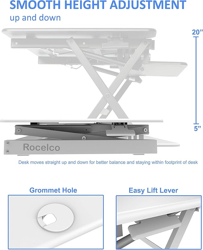 Rocelco 46" Large Height Adjustable Standing Desk Converter - Image 3