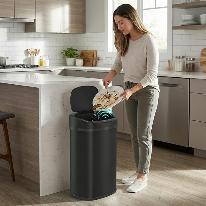 iTouchless 13 Gallon Oval Sensor Trash Can - Image 2