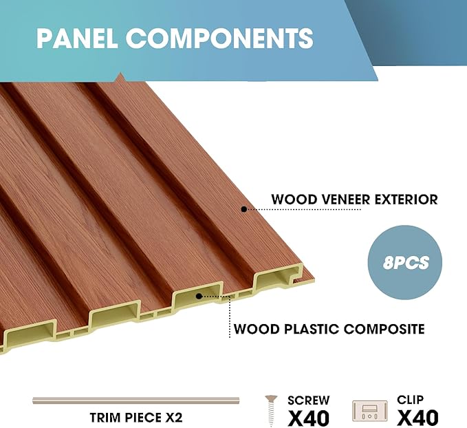 OUZUGIE WPC Acoustic Slat Wall Paneling, Living Room, TV Background, Study Room - Image 4
