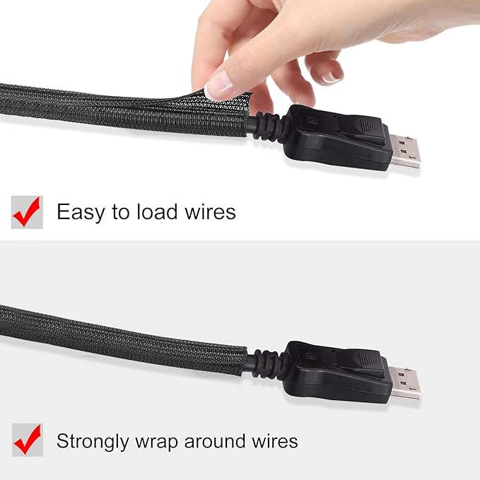 Moxita 10ft - 1/4 inch Cord Protector Cable Sleeve Split Wire Loom Tubing - Image 3