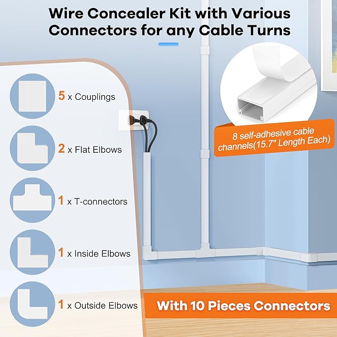 126in Cord Hider Kit, TV Wire Covers - Image 3