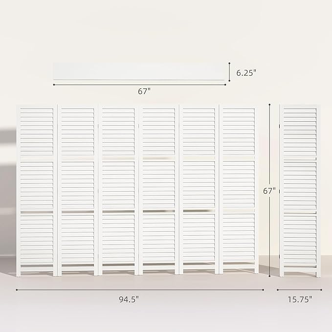 HOMCOM Room Divider, 6 Panel 67" Tall Wood Privacy Screen - Image 7