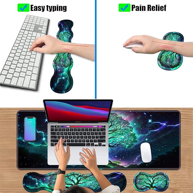 4 in 1 Ergonomic Keyboard Wrist Rest & Mouse Pad Wrist Rest Set, Large XXL - Image 6
