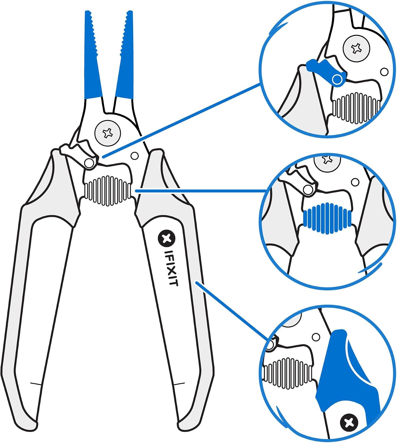 iFixit Mandible Needle Nose Pliers - Fine Tip for Electronic Repairs | Precision tool with ergonomic spring handle for repair and electronic welding