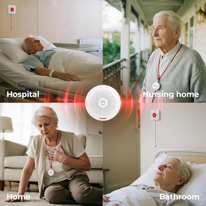Hapippofa Caregiver Pager Elderly Alert Call Button Life Alert Systems - Image 8