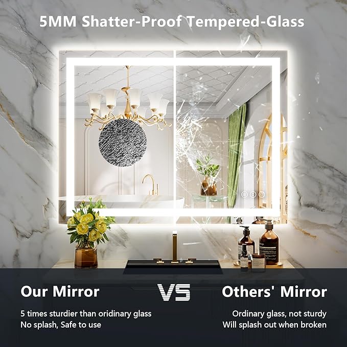 YEELAIT 40x30 Inch LED Bathroom Mirror - Image 6
