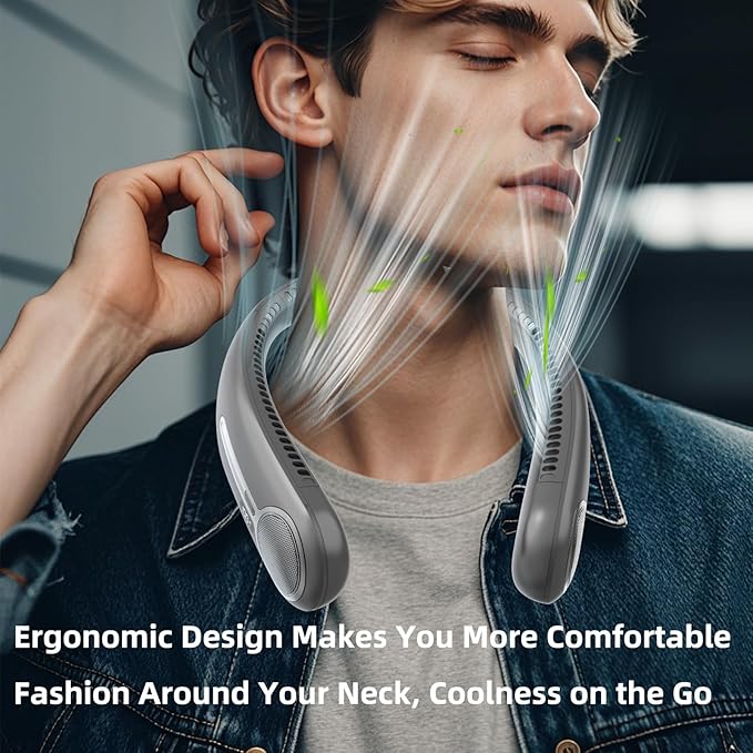 Kinhowly Portable Neck Fan, Hands Free Personal Wearable Bladeless Fan - Image 6