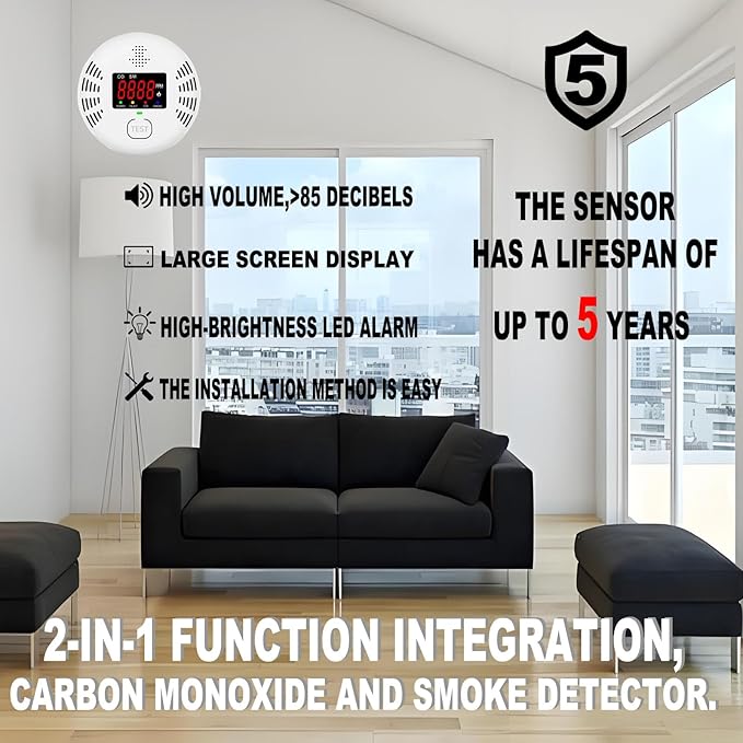 Vzmcov Carbon Monoxide and Smoke Detector Equipped - Image 7