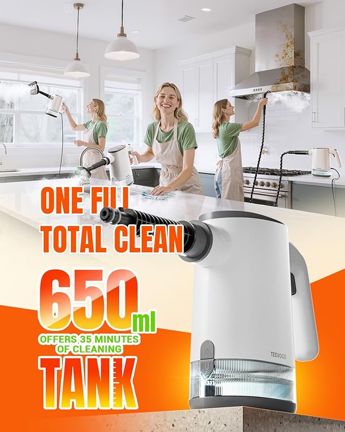 TEEVOGO Pressurized Steam Cleaner, 15s Instant Heat Handheld Steam Cleaner - Image 5