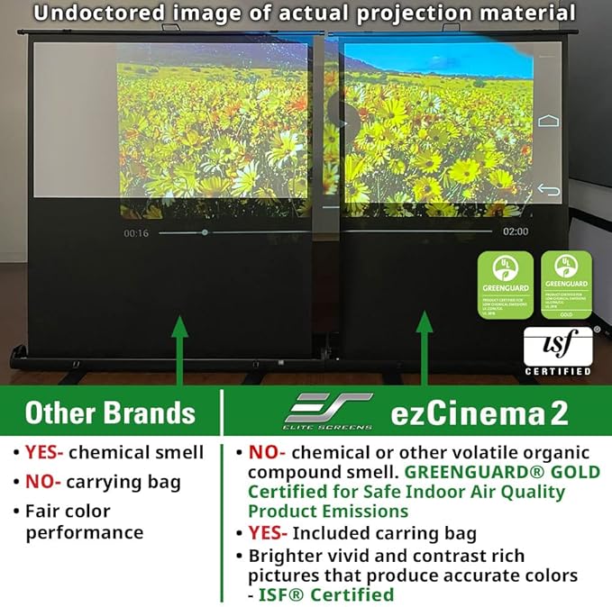 Elite Screens ezCinema 2, 70-inch 16:9, Manual Floor Pull Up Scissor Backed - Image 4