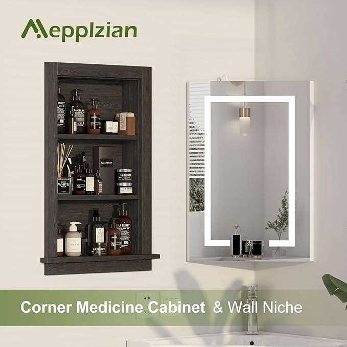 Recessed Medicine Cabinet, 14x24 in Wall Bathroom Cabinet - Image 3