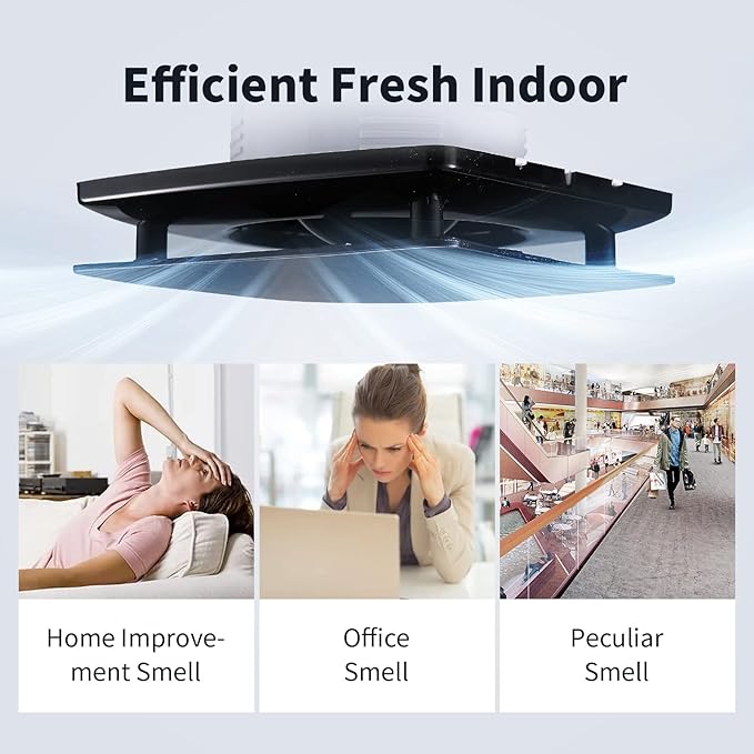 Zeyzer Black Bathroom Fan 110 CFM 1.0 Sone 5.9" Duct Square Ceiling or Wall - Image 5