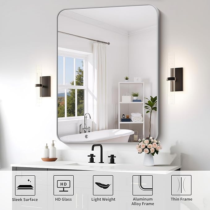 FORBATH 36x48 Inch Silver Bathroom Mirror - Image 6