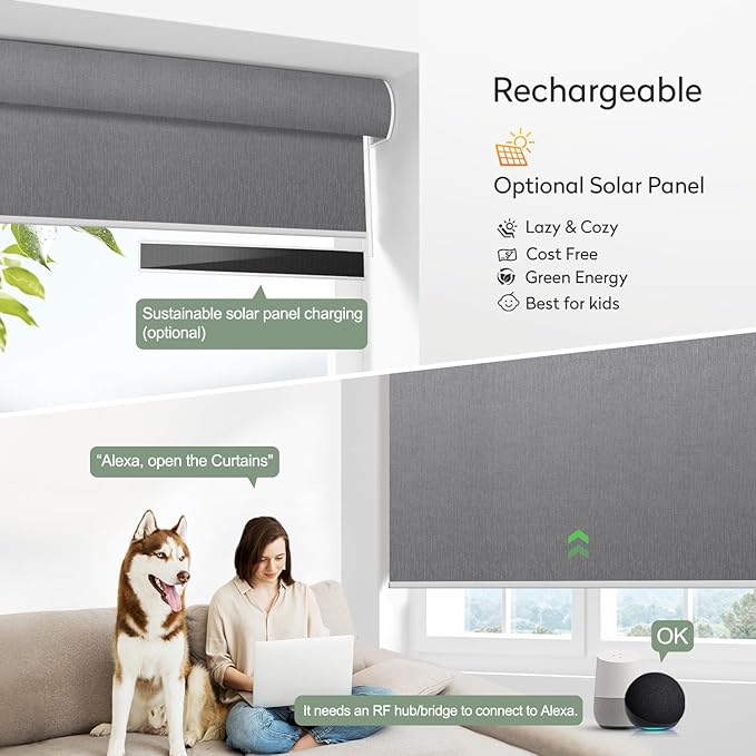 Zshine Motorized Blackout Window Blinds Customize Width Remote Control Wireless - Image 5