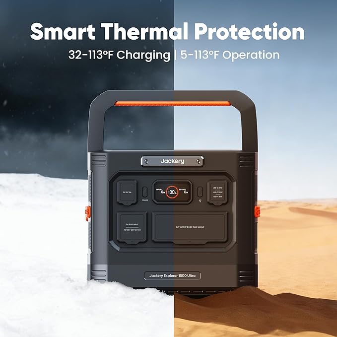 Jackery Explorer 1500 Ultra Portable Power Station, 1536Wh LiFePO4 Battery - Image 9
