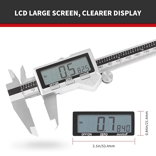 6" / 150 mm Stainless Steel Digital Caliper & Stainless Steel Rule Set - Image 3