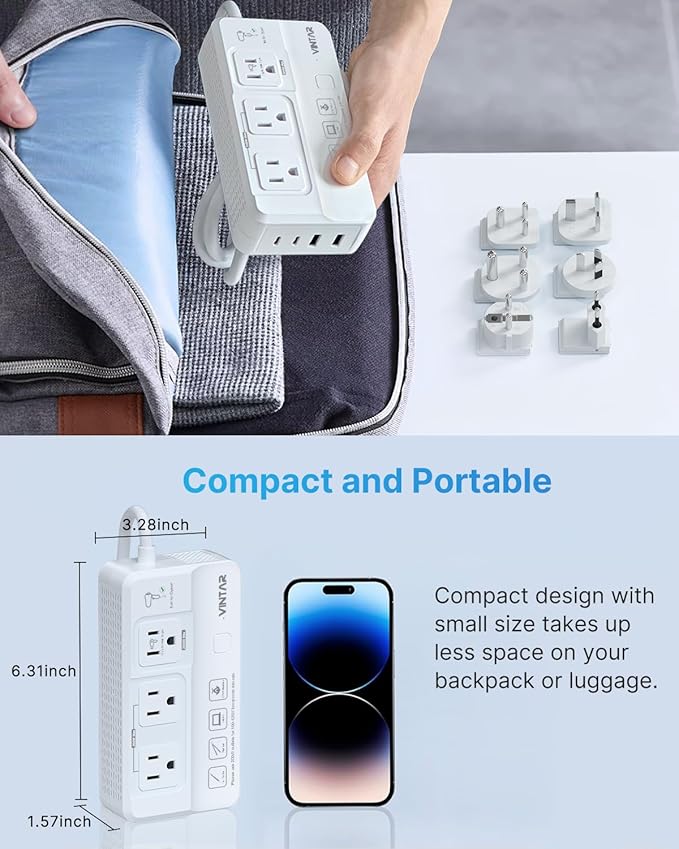 220V to 110V Voltage Converter, VINTAR 2000W Travel Converter - Image 7