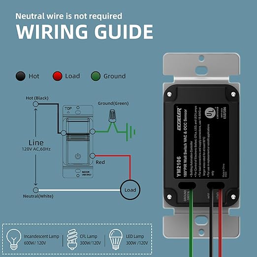 ECOELER Motion Detector Light Switch, PIR Infrared Sensor Switch - Image 6