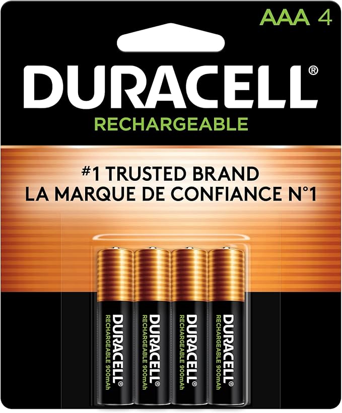 Duracell Rechargeable AAA Batteries 4 Count, Long-lasting Power, All-Purpose by Duracell