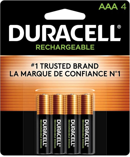 Duracell Rechargeable AAA Batteries 4 Count, Long-lasting Power, All-Purpose by Duracell
