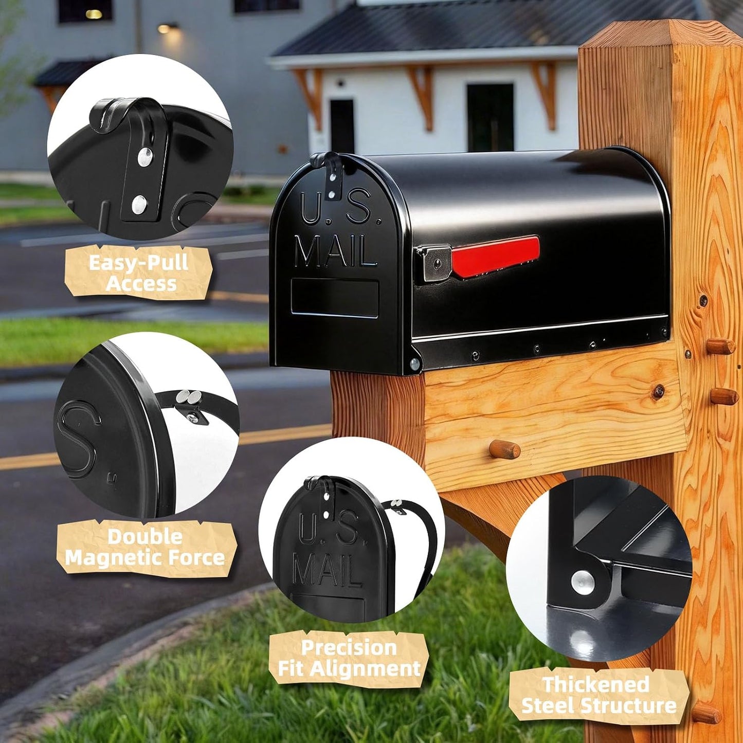 Mailbox Door Replacement 6 1/4 Inch(W) by 8 Inch(H) for Brick Mailbox Door | Fits Standard Mail Box with 6.25"W x 8"H Canister Opening,RetroFit Snap-in Replacement MailBox Door,Repair Rusted Metal Door