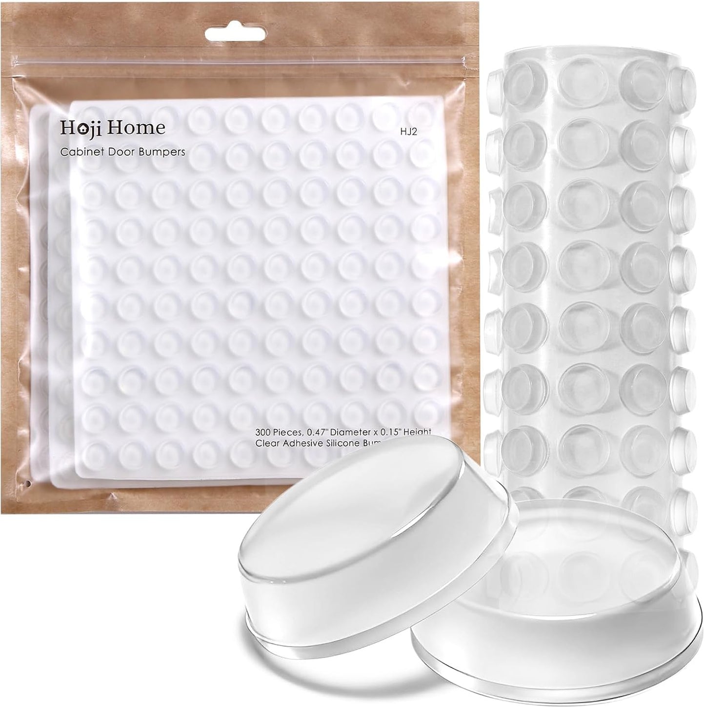 300 Pieces Cabinet Door Bumpers – Clear 0.47 Inch Round Silicone Self Adhesive Rubber Bumper Pads for Cabinets, Drawers & Furniture