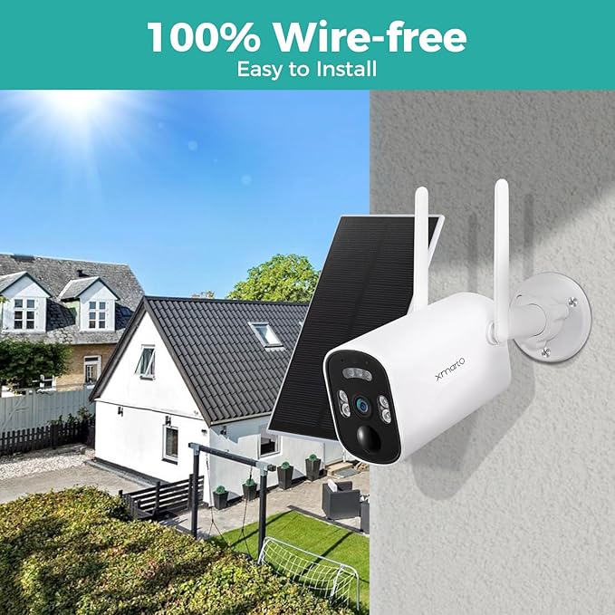 xmartO 100% Wire-Free Solar PTZ Home Security Camera System Wireless, 4-Set 2K - Image 3