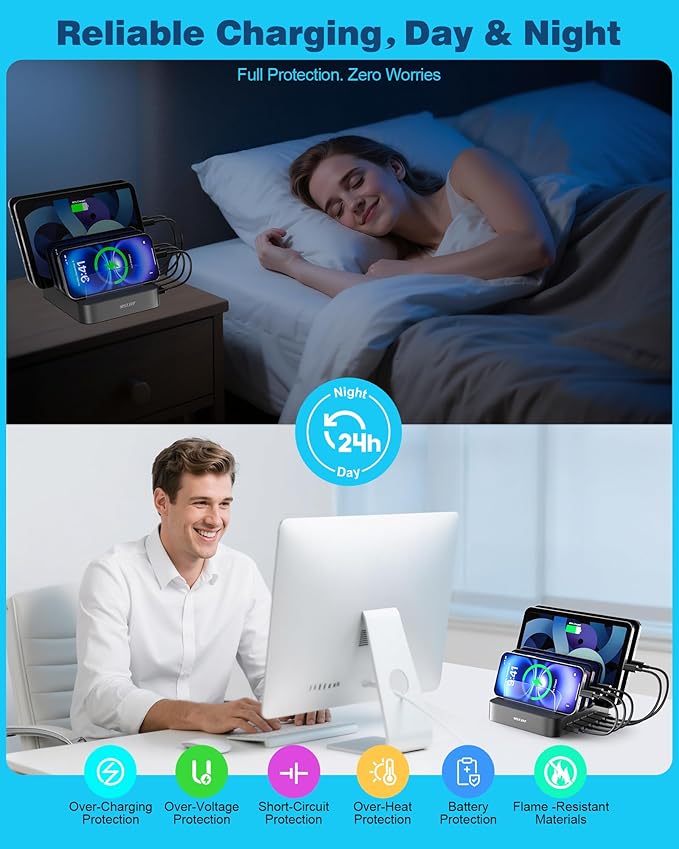MSTJRY Charging Station for Multiple Devices : 5 Port Multi USB-A Charger - Image 4