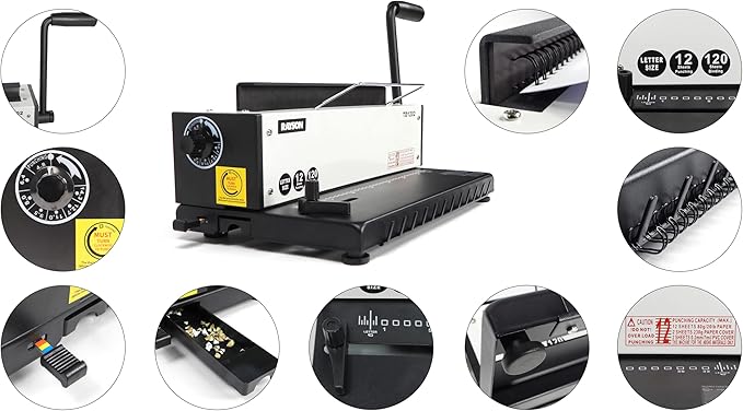 Rayson TD1202 Binding Machine, 3:1 Pitch Wire Binder, Punching 12 - Image 2
