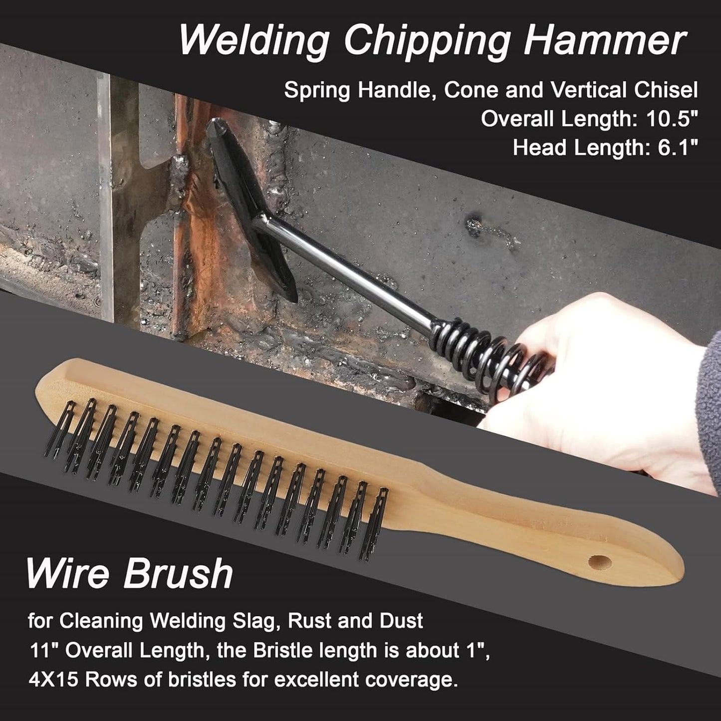 Welding Accessories,Welding Chipping Hammer, Leather Welding Gloves 13.5",6-in-1 Welpers Pliers 7",Wire Brush 11",for Welder