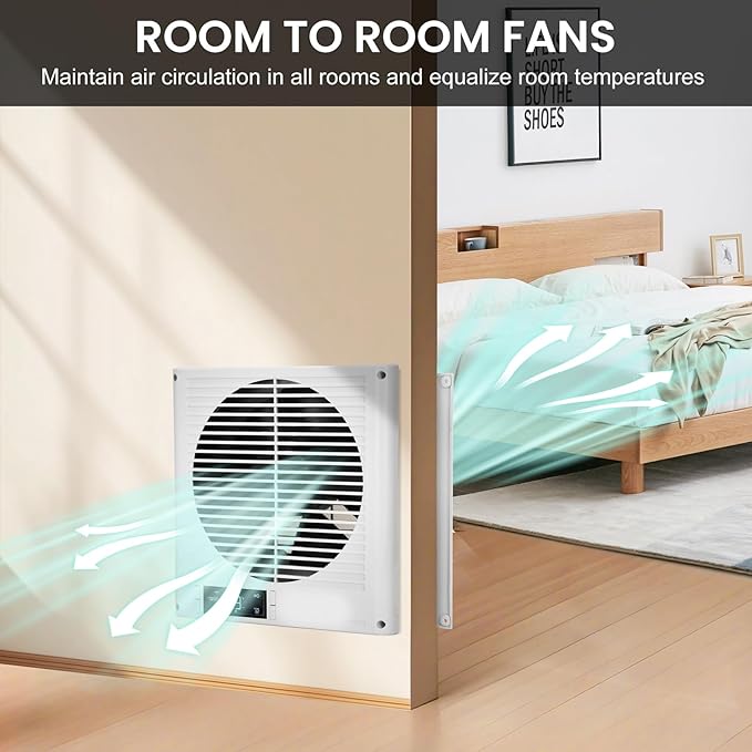 Qnemaei 8" Through Wall Fan 305 CFM, Room to Room Air Transfer Fan, Reversible - Image 5