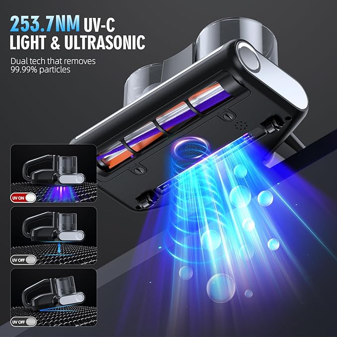 Mattress Vacuum Bed Vacuum Cleaner 16Kpa Suction 253.7nm UV-C Light, 140°F - Image 3