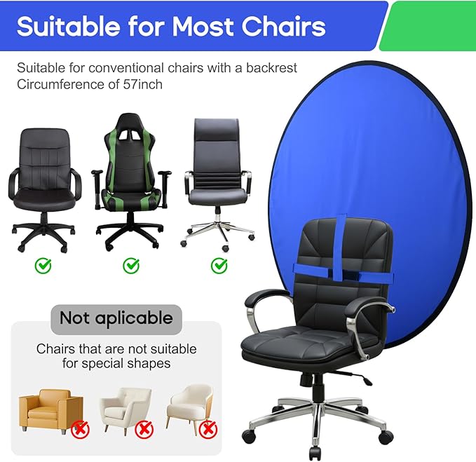 Portable Blue Green Screen Chair, 57 in Greenscreen Backdrop - Image 6