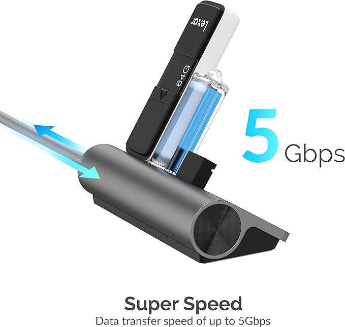 SABRENT USB-C 3.0 Hub, 5-in-1 USB SD Card Reader, SD & TF Dual Slot + 3 USB 3.0 - Image 2