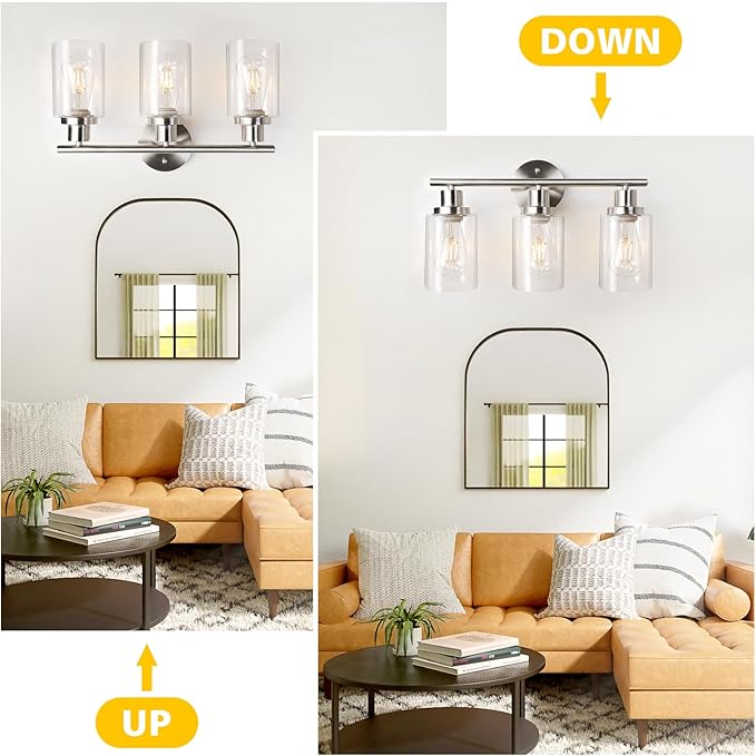 Unicozin 3 Light Vanity Lights, Brushed Nickel Wall Sconce Light - Image 5