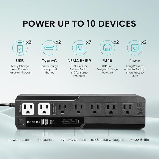 SKE SMART KEY ENERGY SKE 425VA/240W UPS Battery Backu Surge Protector - Image 2