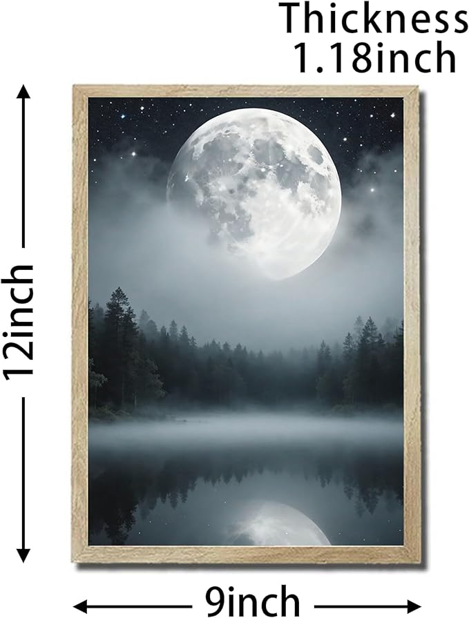 URVIP LED Glowing Photo Frame, 3D Starry-Sky Moon Lake Misty Forest Wall Art - Image 2